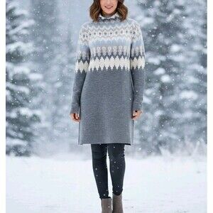 Icelandic Design Fair Isle Merino Wool Sweater Dress